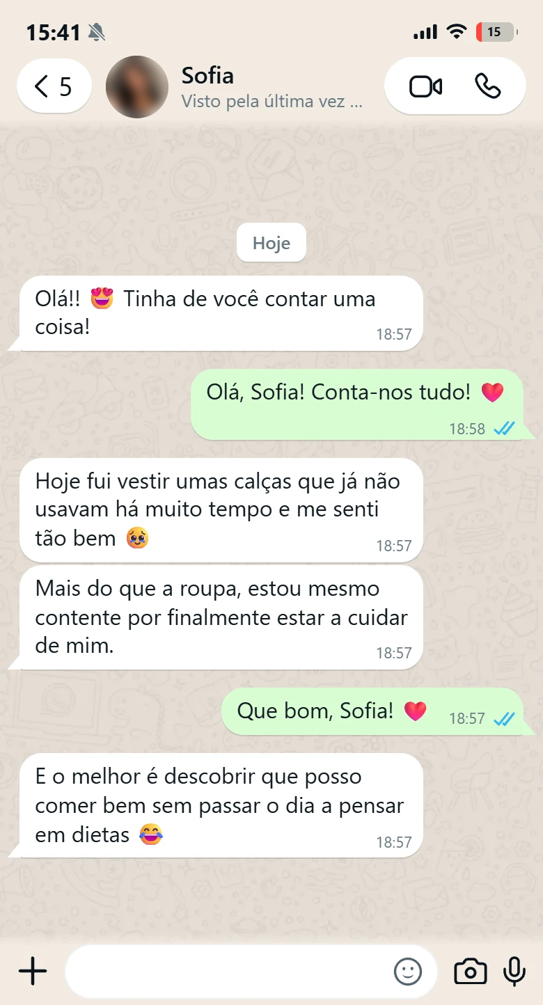 Depoimento da Sofia no WhatsApp