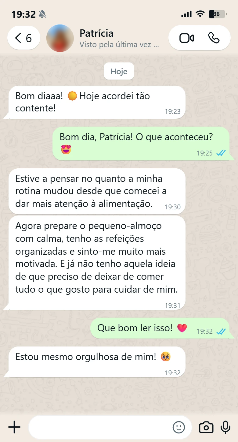 Depoimento da Patrícia no WhatsApp